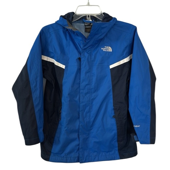The North Face  hyvent boy’s blue Black windbreaker Jacket raincoat 10 / 12 Med - Picture 1 of 11
